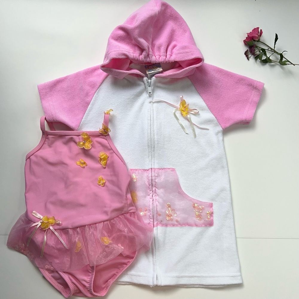 Swim’n Pretty Pink Swim Suit and matching Hoodied Cover-up - Girls 3T